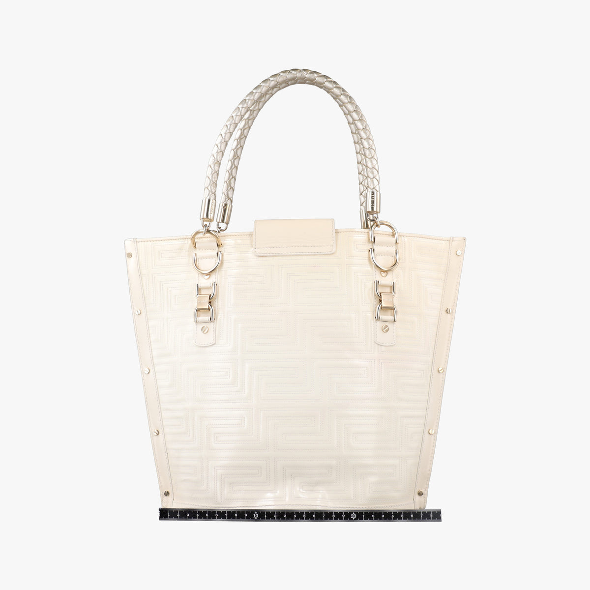 Pre-owned VERSACE Snap Out Of It White Patent  handbag | stylenewstar