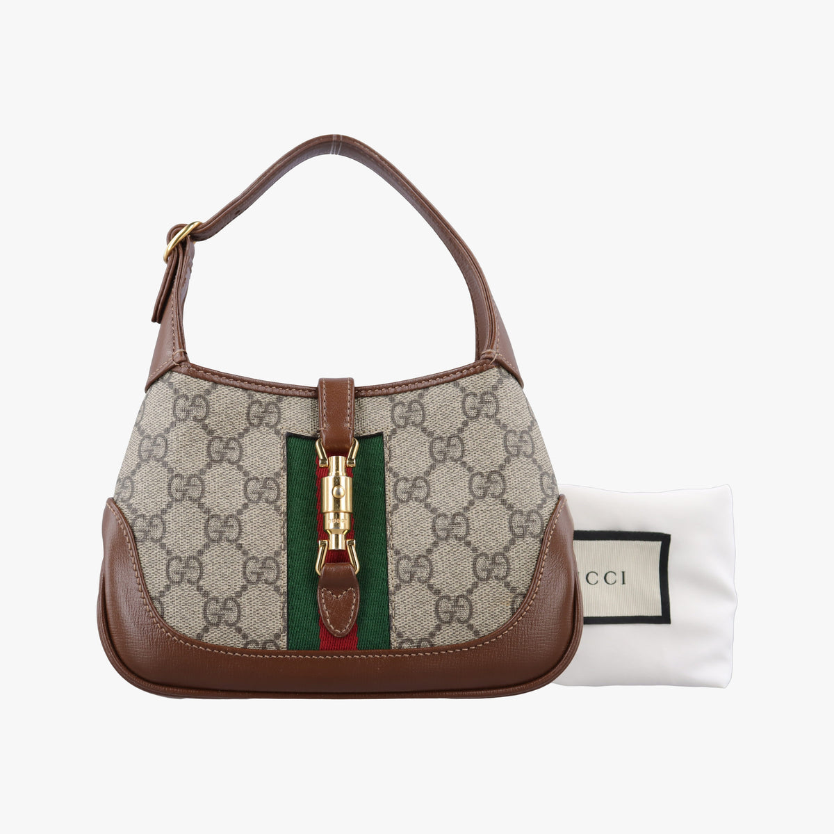 Pre-owned Gucci Jackie 1961 GG Supreme Brown PVC coated canvas×Leather 637092 handbag | stylenewstar