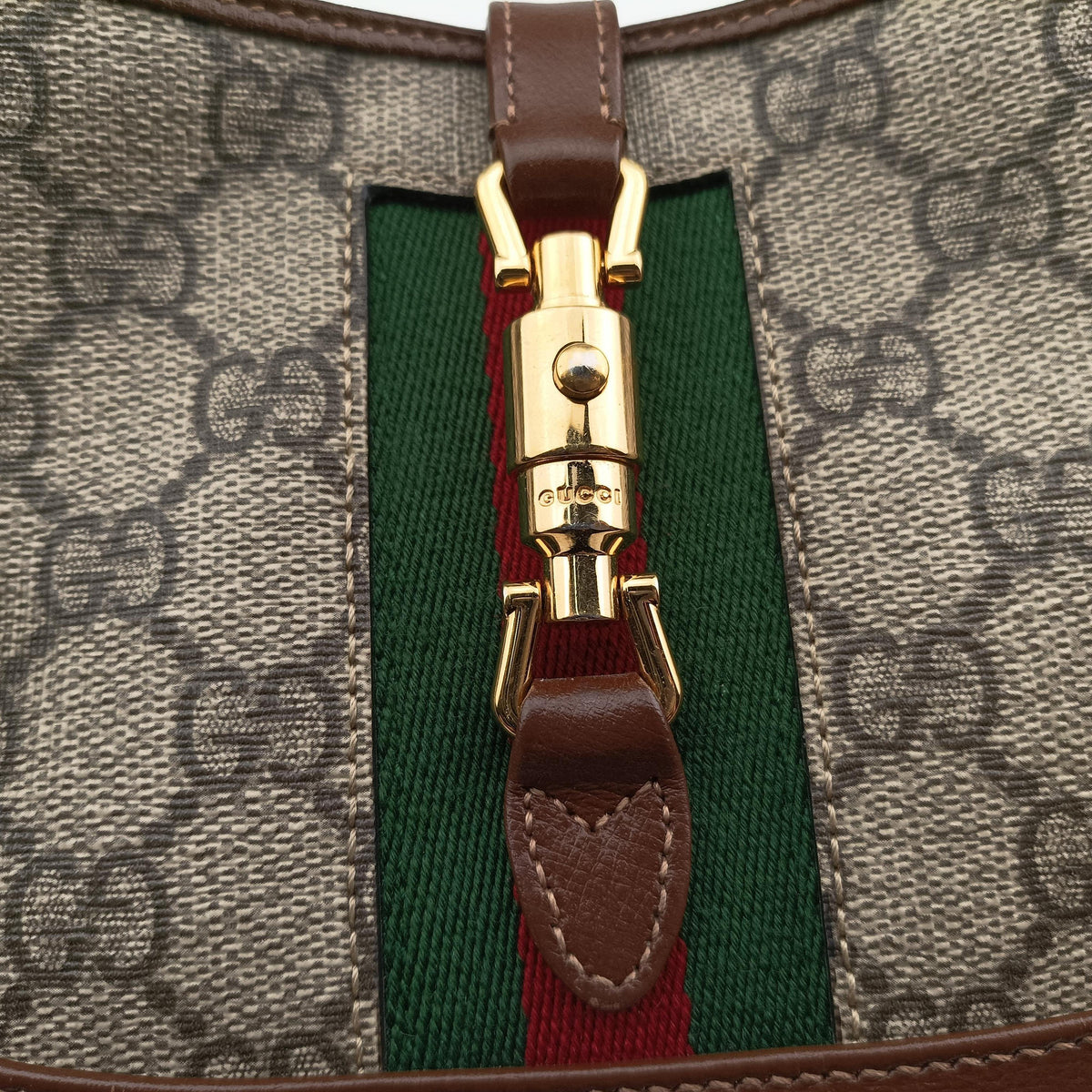 Pre-owned Gucci Jackie 1961 GG Supreme Brown PVC coated canvas×Leather 637092 handbag | stylenewstar