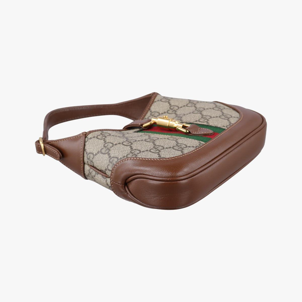 Pre-owned Gucci Jackie 1961 GG Supreme Brown PVC coated canvas×Leather 637092 handbag | stylenewstar