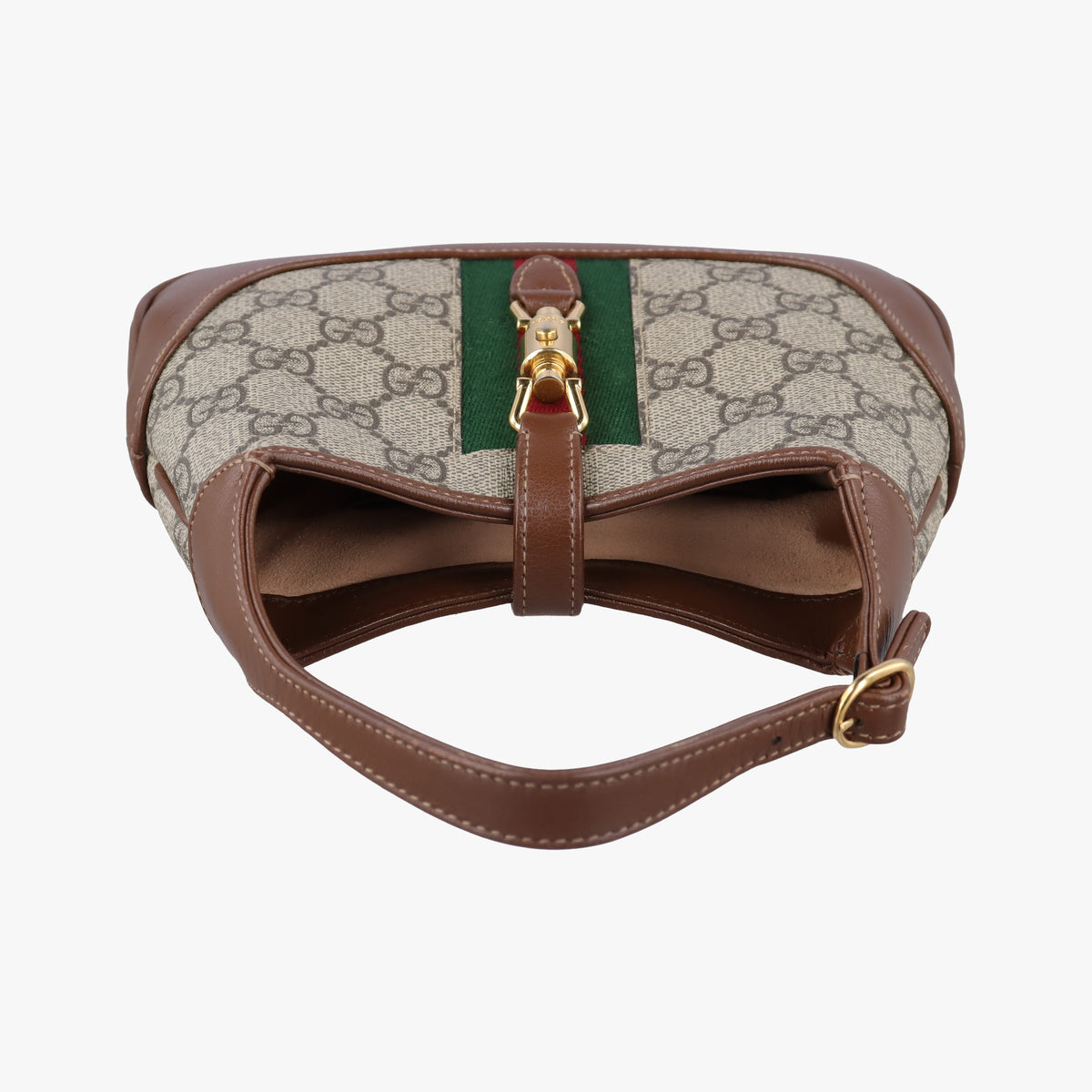 Pre-owned Gucci Jackie 1961 GG Supreme Brown PVC coated canvas×Leather 637092 handbag | stylenewstar