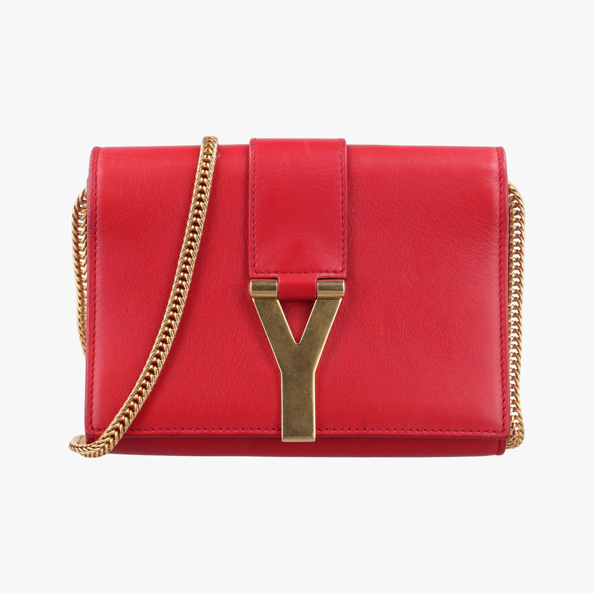 Pre-owned Yves Saint Laurent Y Line Red Leather 311215 shoulderbag | stylenewstar