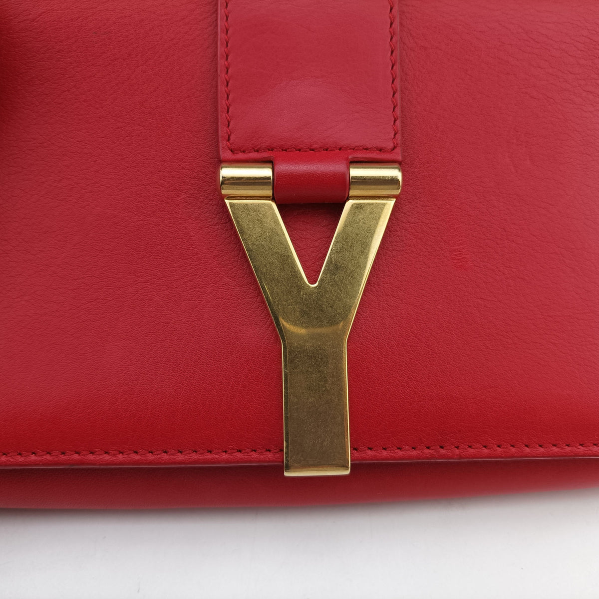 Pre-owned Yves Saint Laurent Y Line Red Leather 311215 shoulderbag | stylenewstar