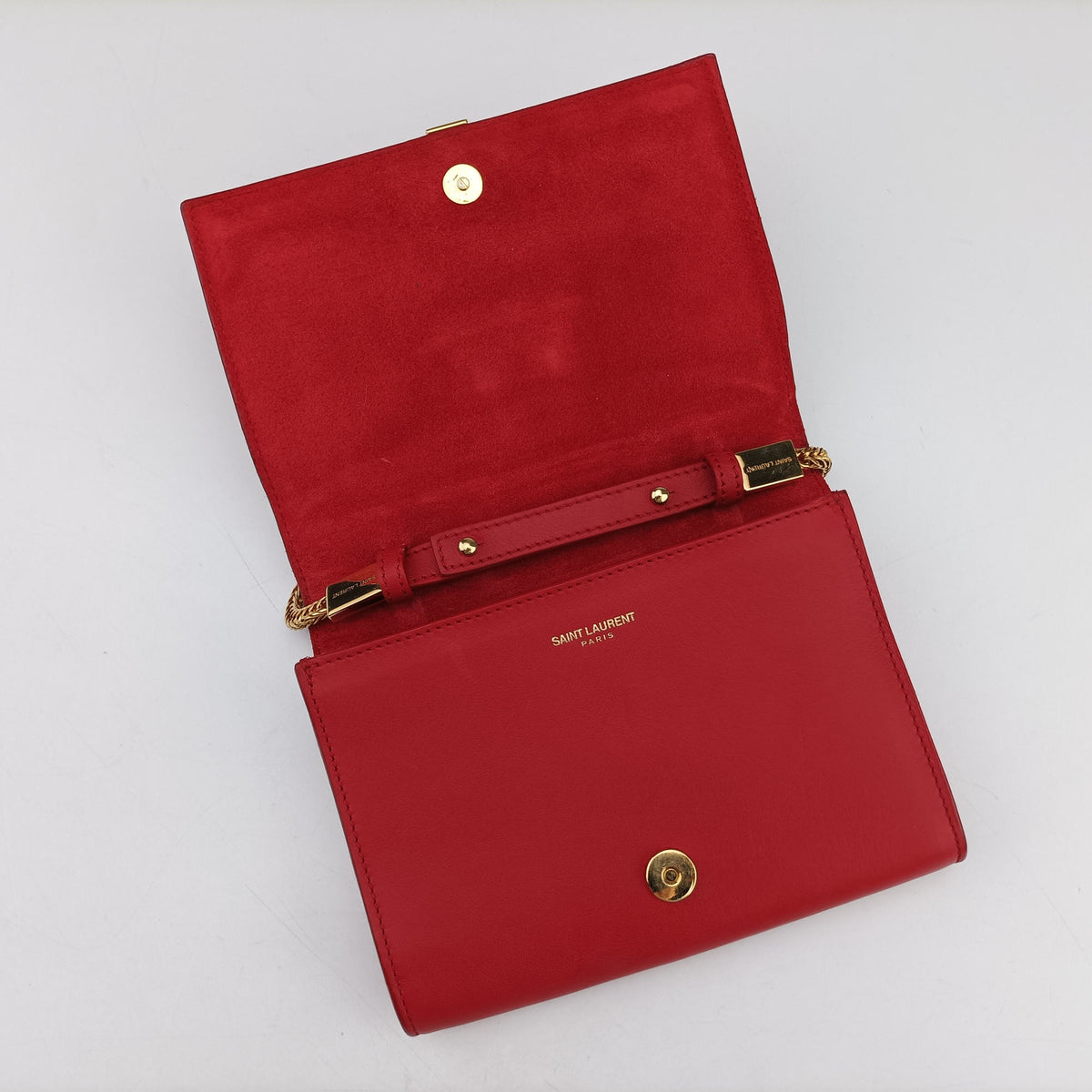 Pre-owned Yves Saint Laurent Y Line Red Leather 311215 shoulderbag | stylenewstar