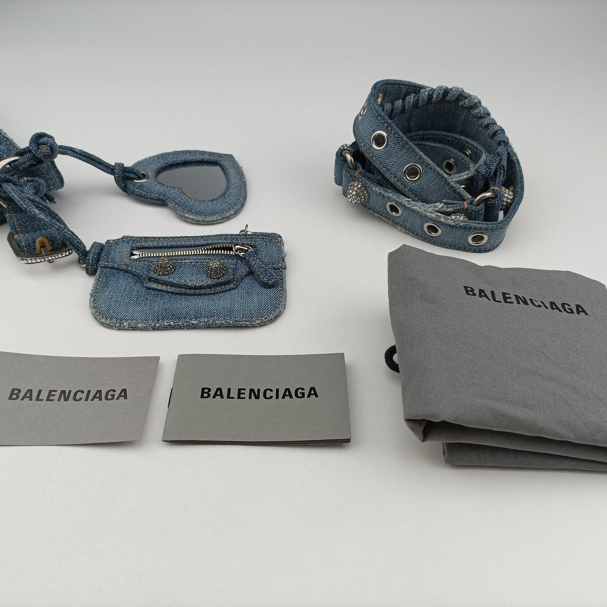 Pre-owned Balenciaga Le Cagole Bucket Blue denim  shoulderbag | stylenewstar