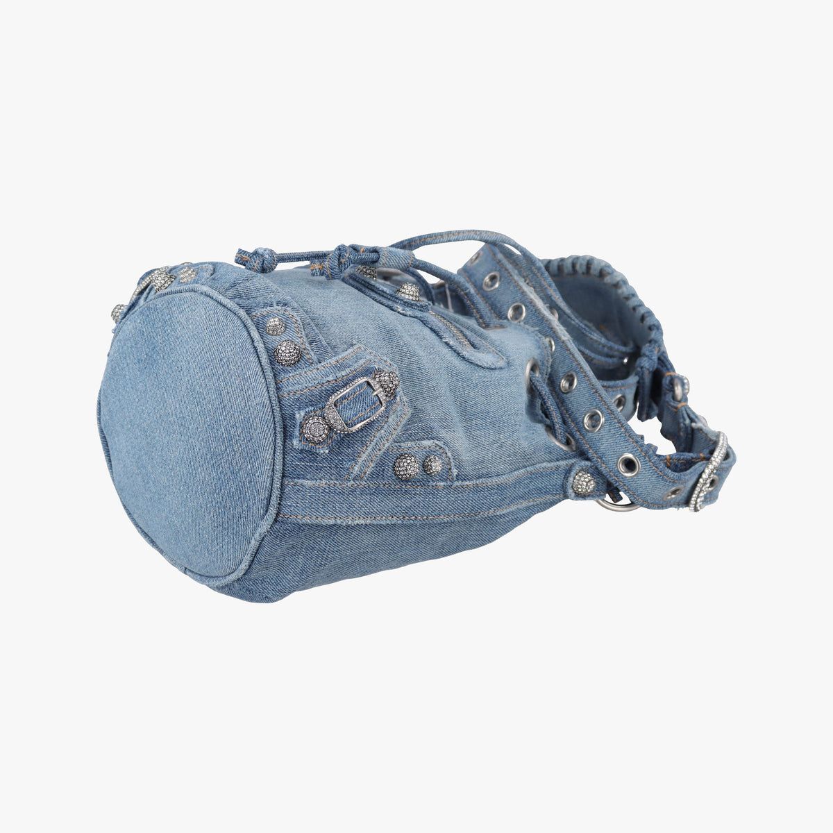 Pre-owned Balenciaga Le Cagole Bucket Blue denim  shoulderbag | stylenewstar