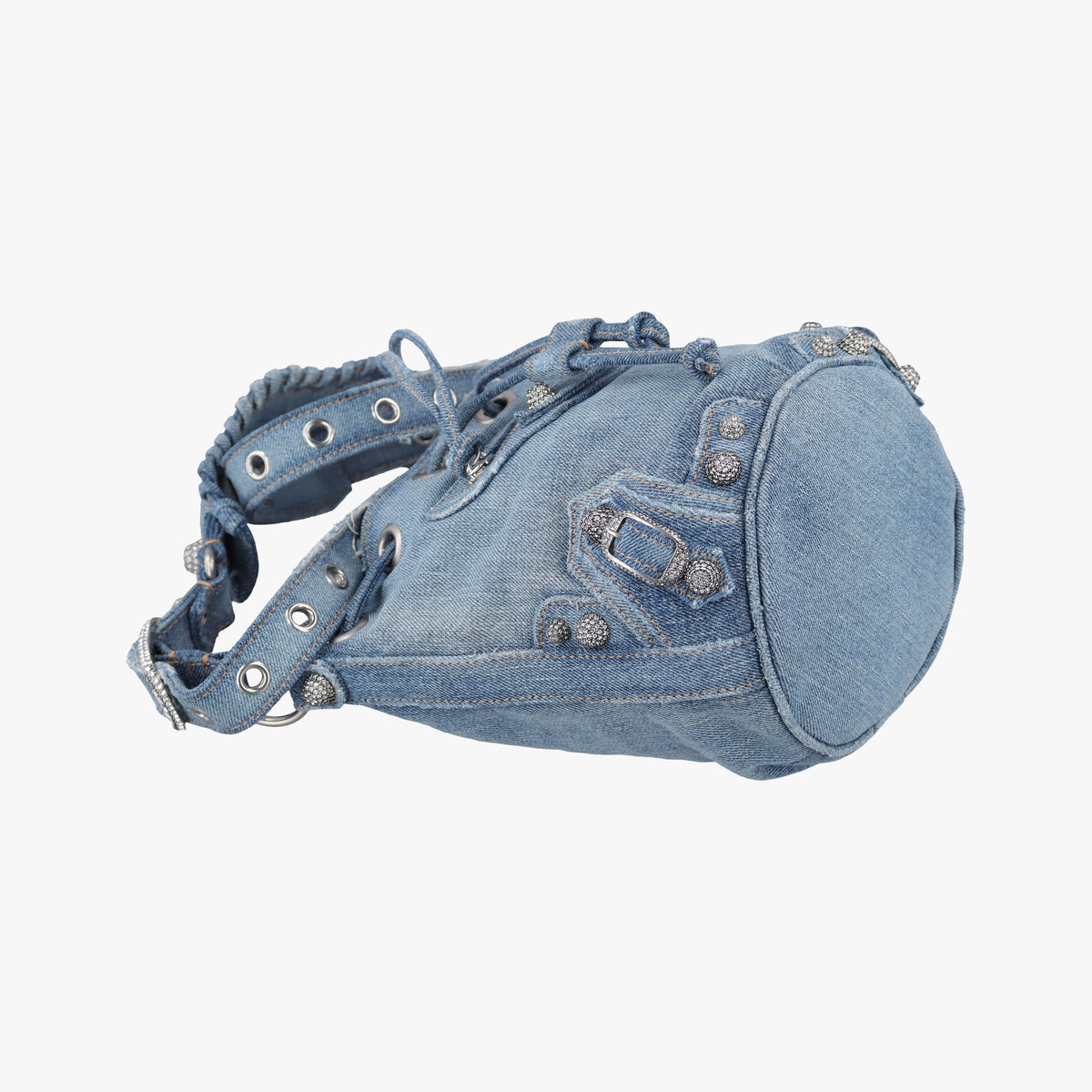 Pre-owned Balenciaga Le Cagole Bucket Blue denim  shoulderbag | stylenewstar