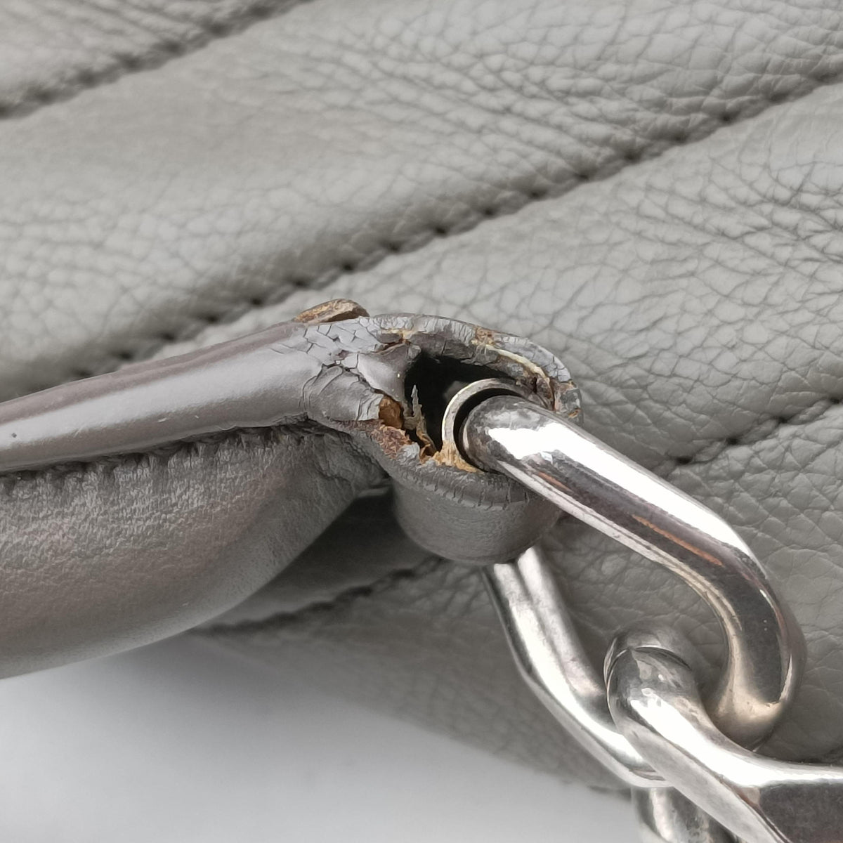 Vintage Yves Saint Laurent COLLEGE Grey Leather 392738 shoulderbag | stylenewstar