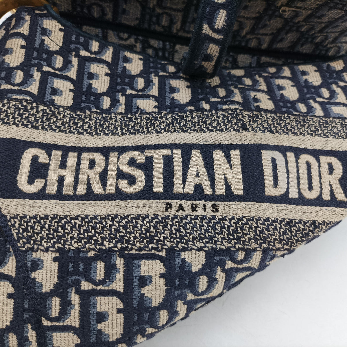 Pre-owned Christian Dior Saddle Navy Jacquard  shoulderbag | stylenewstar