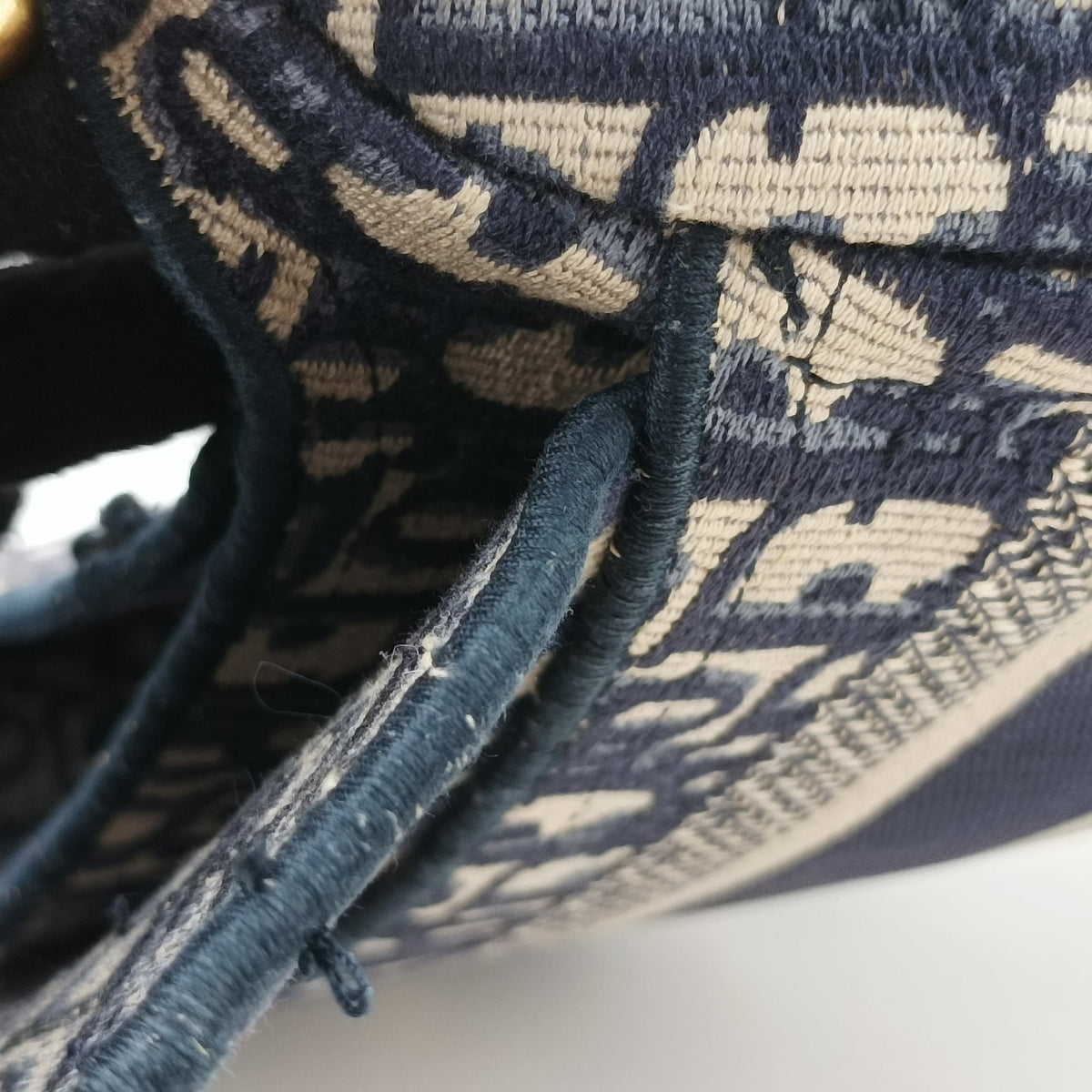 Pre-owned Christian Dior Saddle Navy Jacquard  shoulderbag | stylenewstar