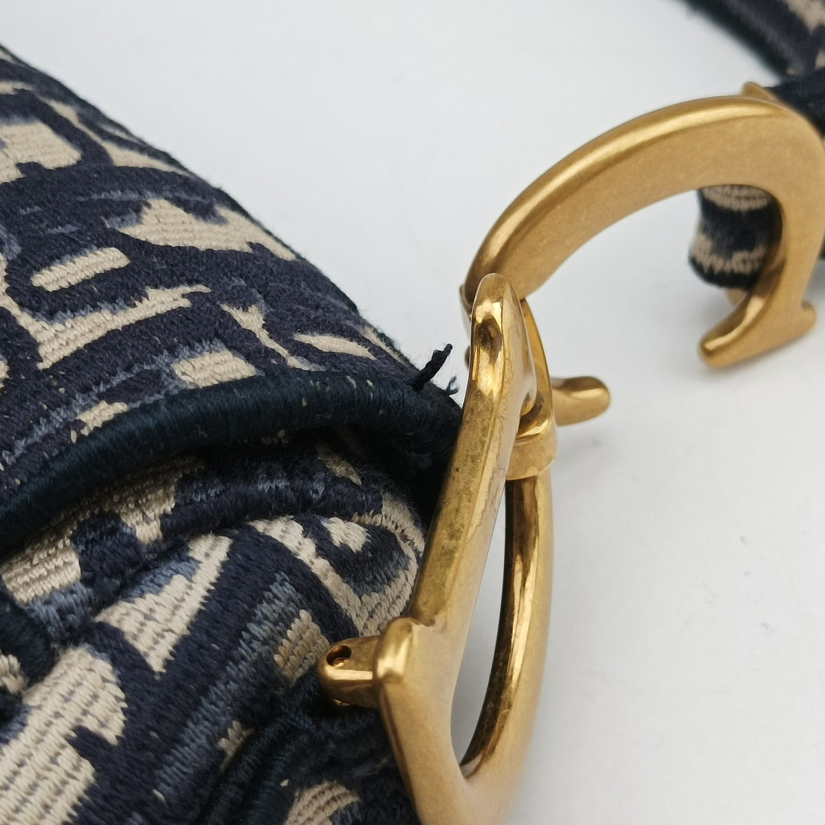 Pre-owned Christian Dior Saddle Navy Jacquard  shoulderbag | stylenewstar