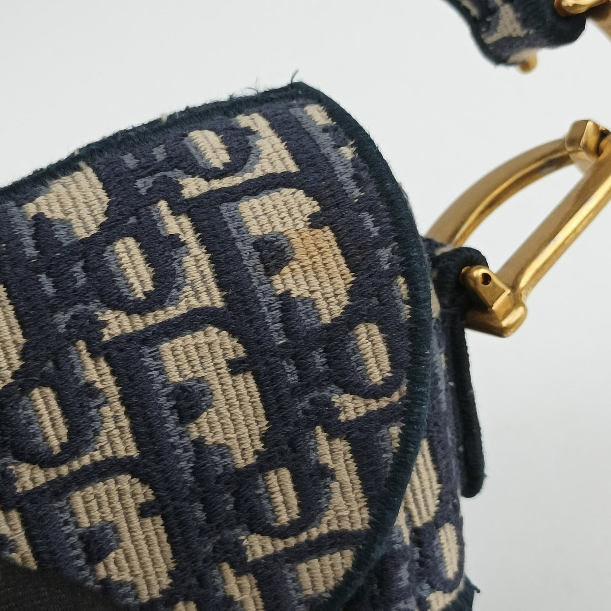 Pre-owned Christian Dior Saddle Navy Jacquard  shoulderbag | stylenewstar