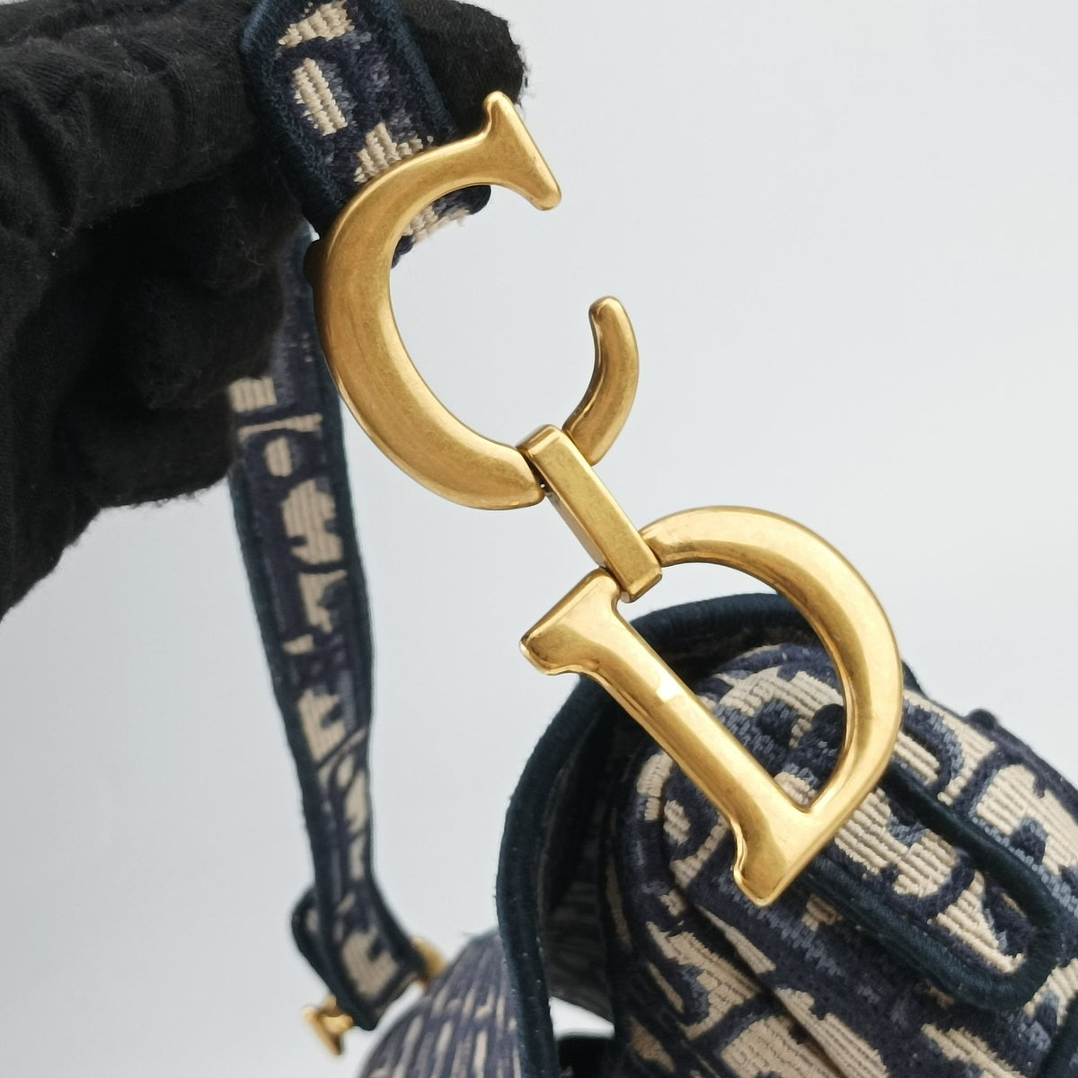 Pre-owned Christian Dior Saddle Navy Jacquard  shoulderbag | stylenewstar
