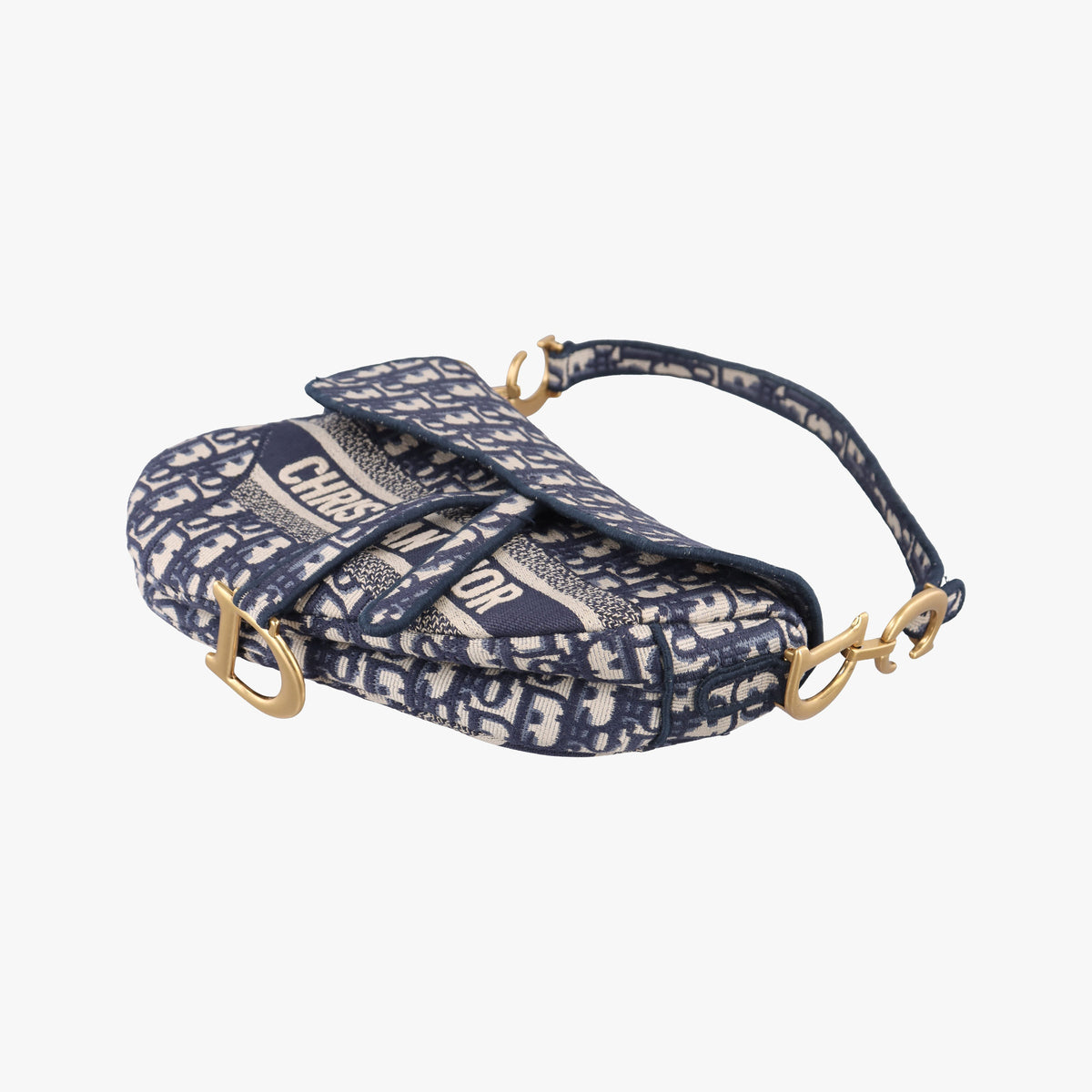 Pre-owned Christian Dior Saddle Navy Jacquard  shoulderbag | stylenewstar