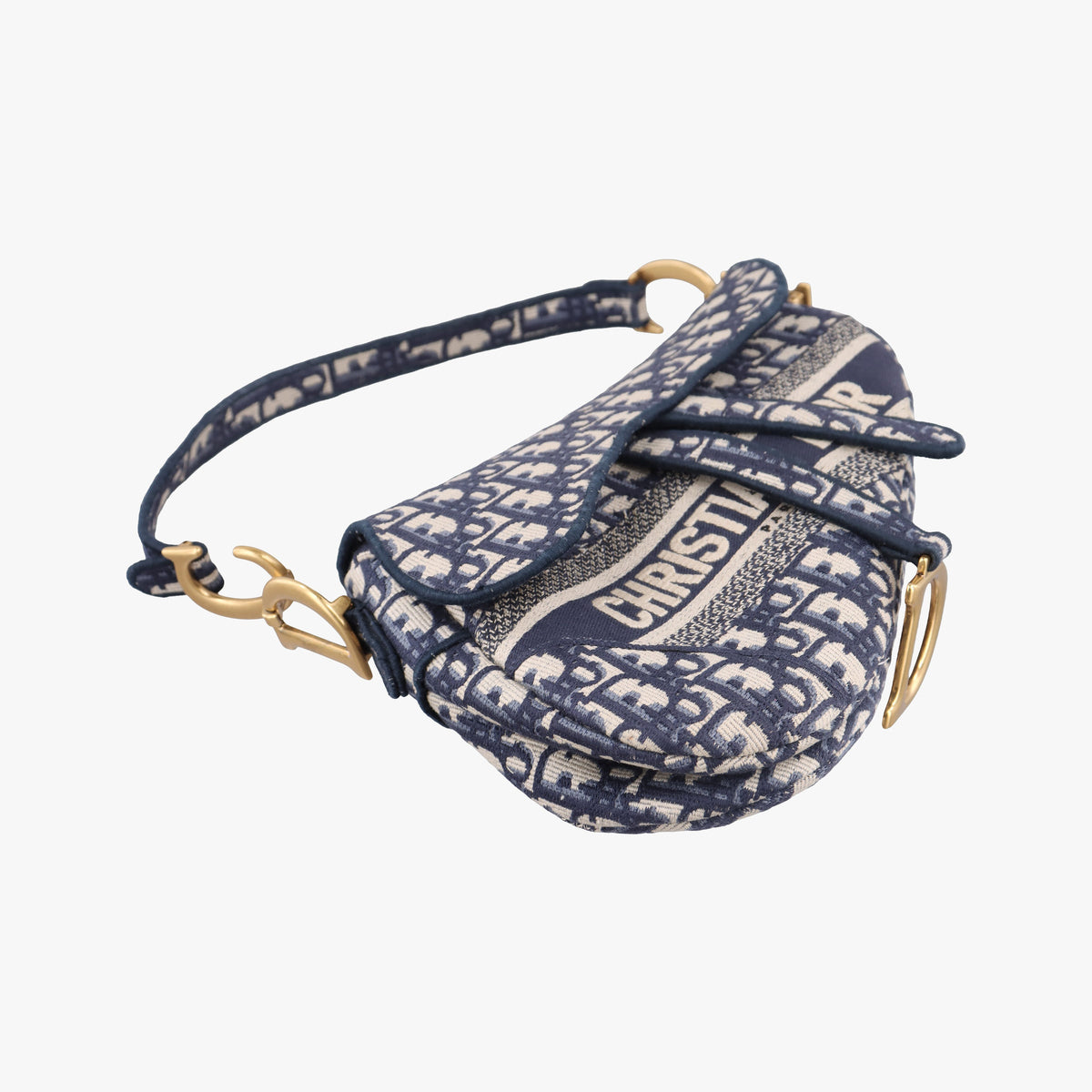 Pre-owned Christian Dior Saddle Navy Jacquard  shoulderbag | stylenewstar