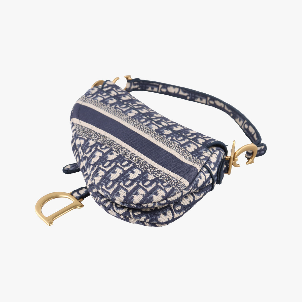 Pre-owned Christian Dior Saddle Navy Jacquard  shoulderbag | stylenewstar