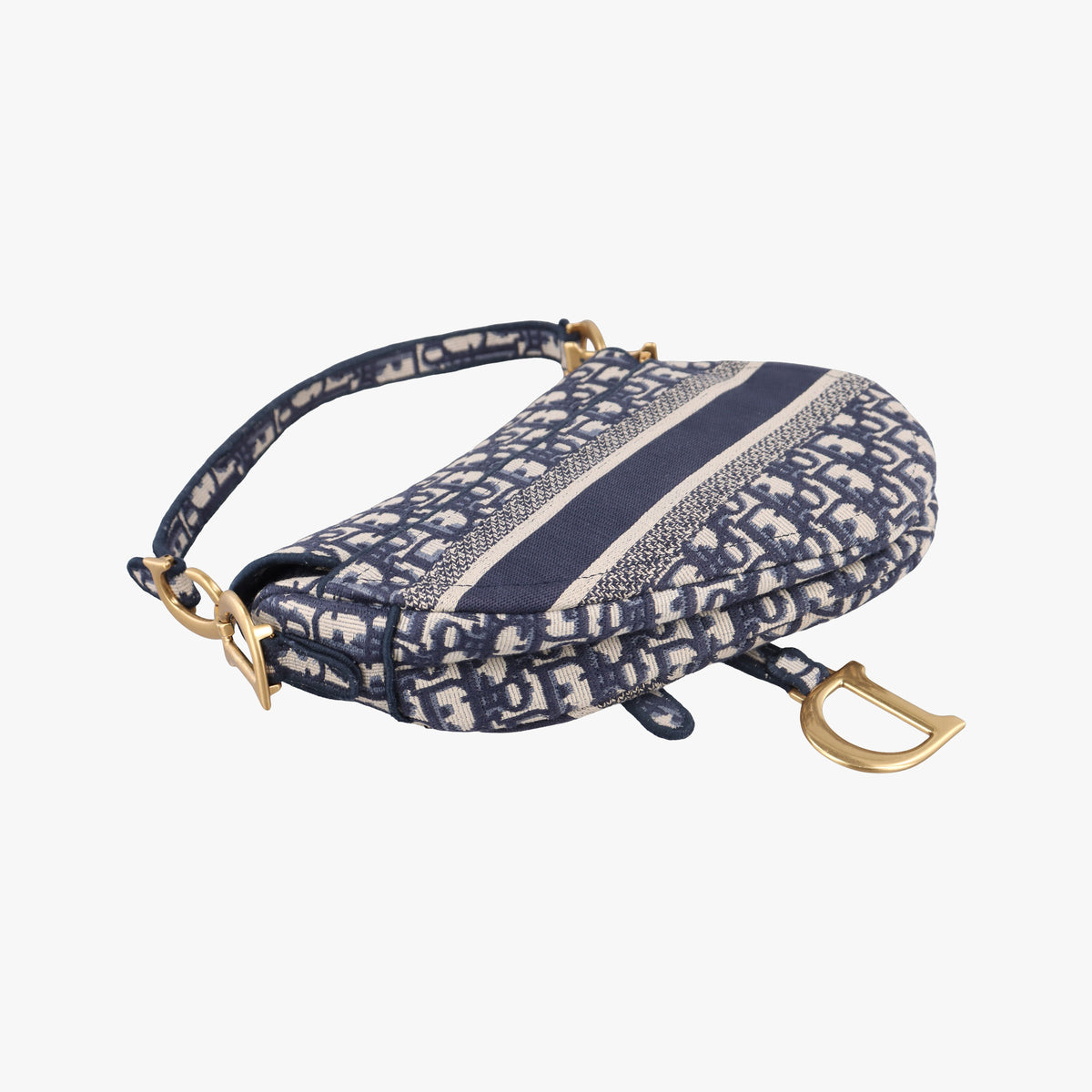 Pre-owned Christian Dior Saddle Navy Jacquard  shoulderbag | stylenewstar