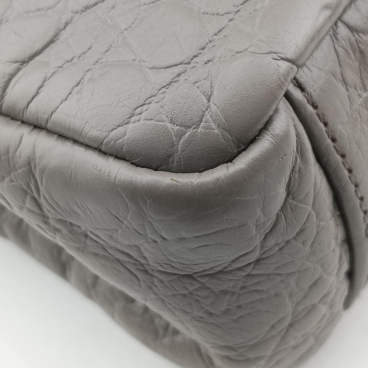 Pre-owned Yves Saint Laurent COLLEGE Grey Leather 428101 shoulderbag | stylenewstar