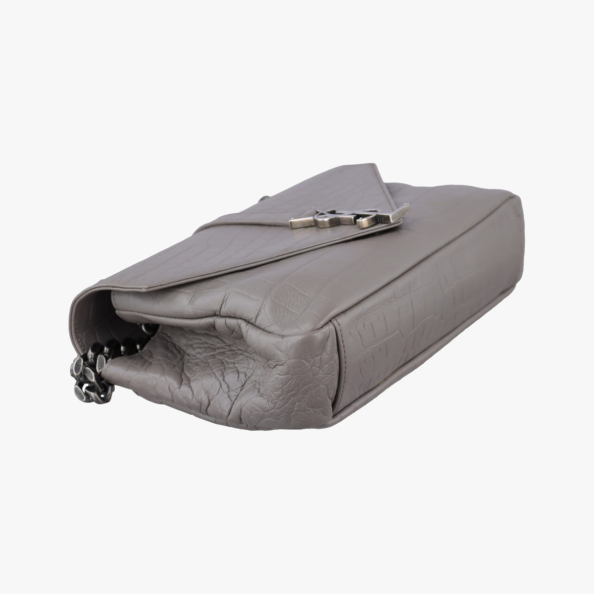 Pre-owned Yves Saint Laurent COLLEGE Grey Leather 428101 shoulderbag | stylenewstar