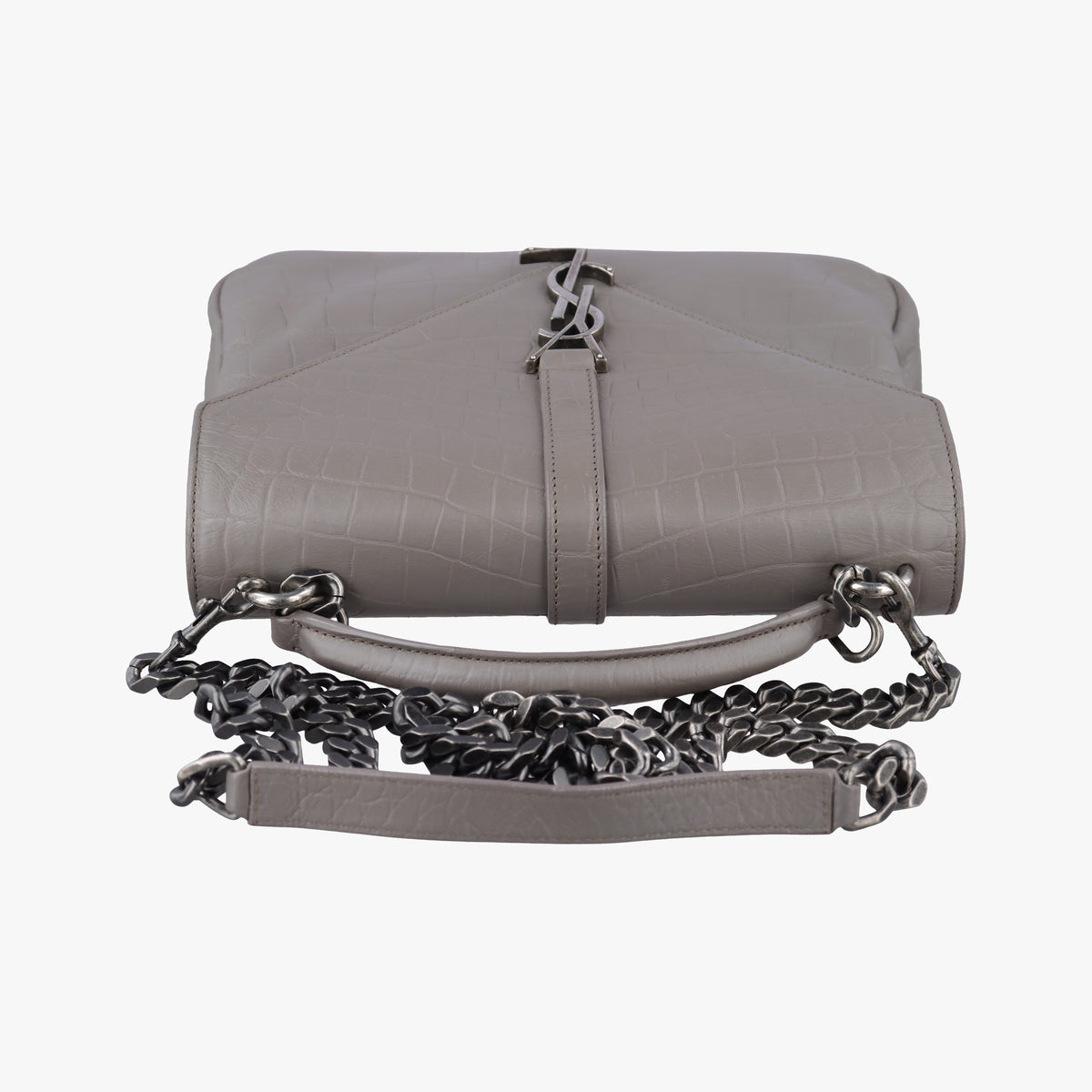 Pre-owned Yves Saint Laurent COLLEGE Grey Leather 428101 shoulderbag | stylenewstar
