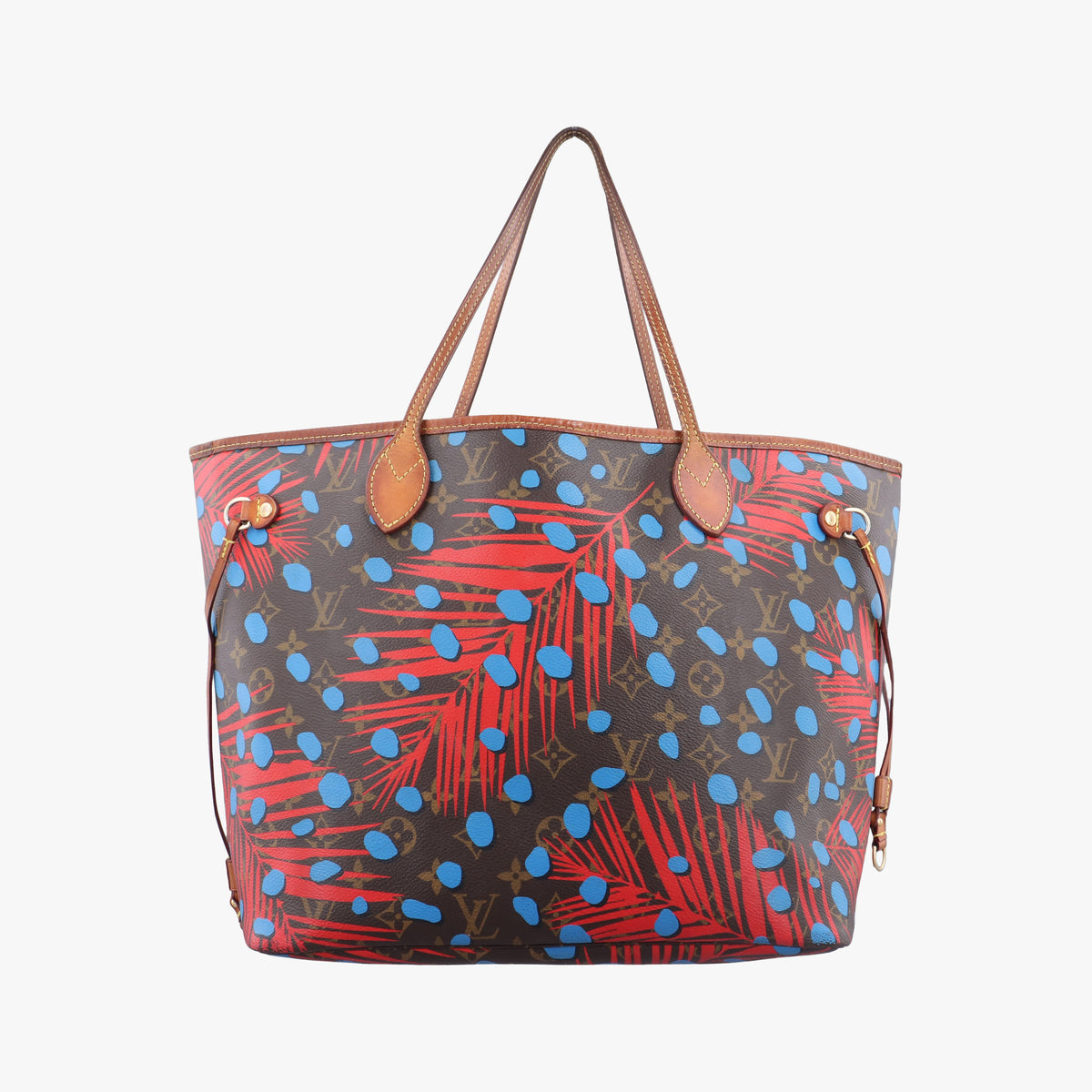 Secondhand Louis Vuitton Neverfull MM Brown x Poppy Denim Monogram Jungle Dot M41978 shoulderbag | stylenewstar