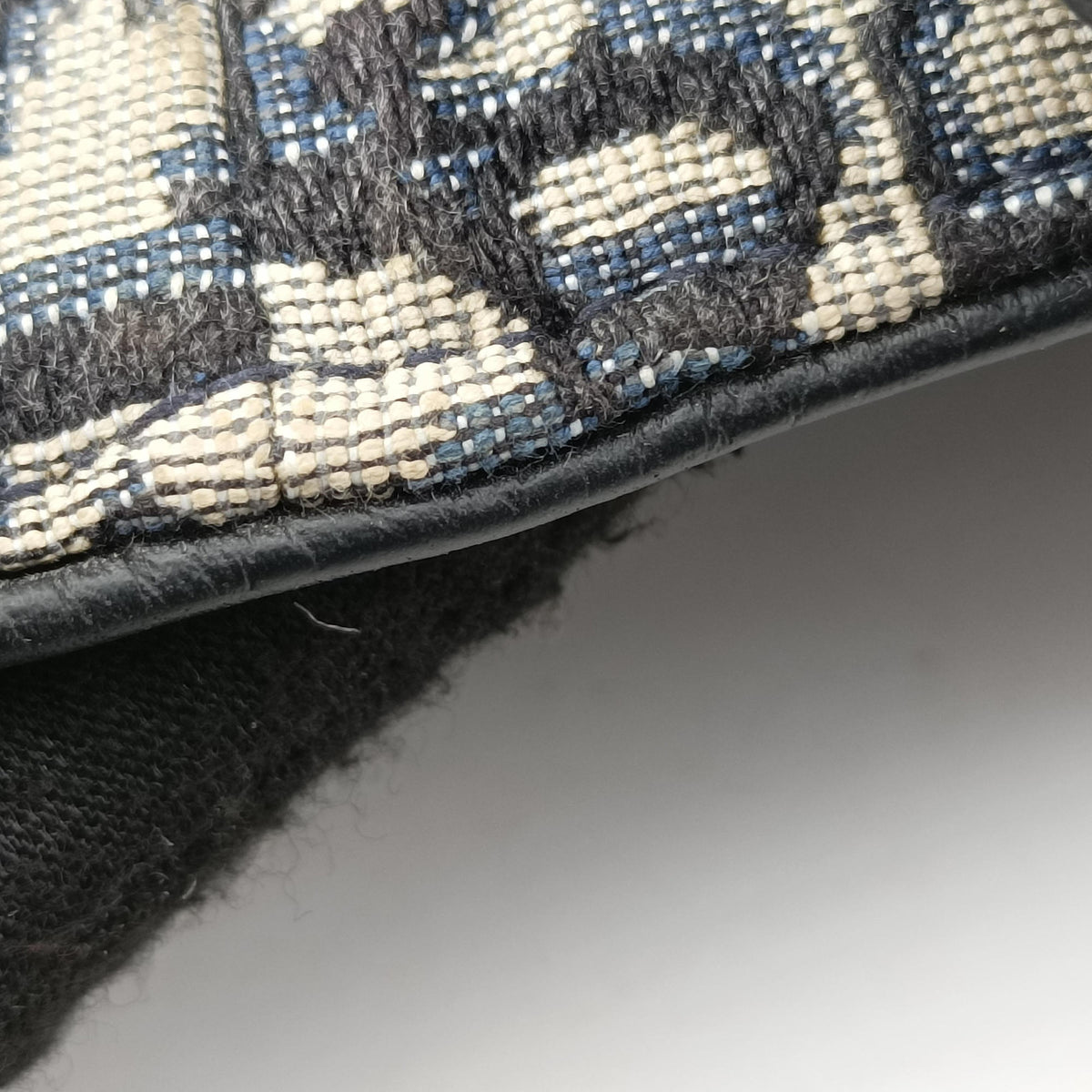 Pre-owned Christian Dior saddle Navy Jacquard×Leather  crossbodybag | stylenewstar