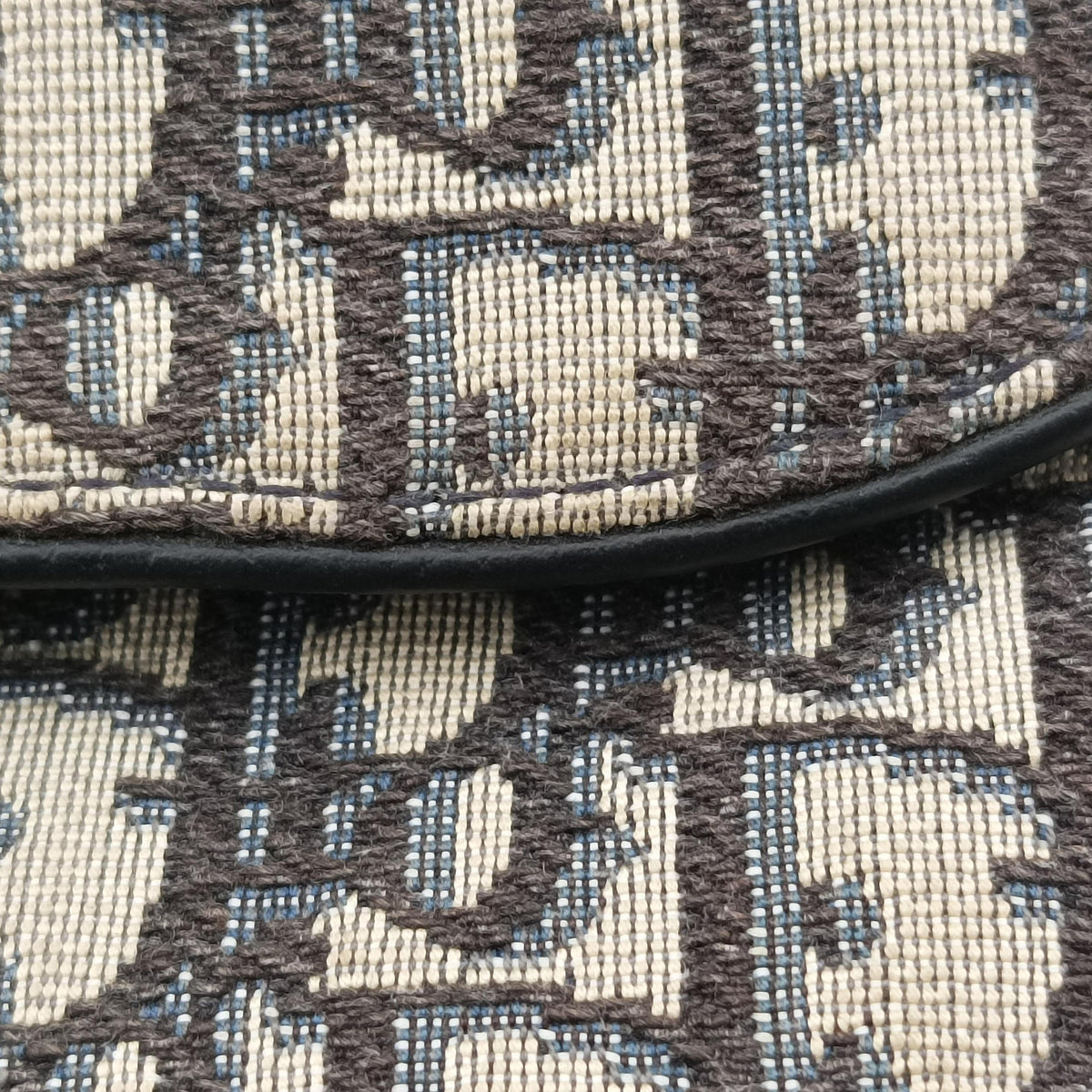 Pre-owned Christian Dior saddle Navy Jacquard×Leather  crossbodybag | stylenewstar