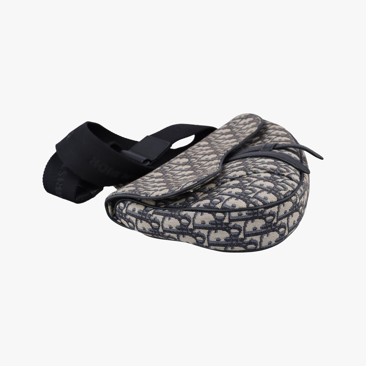 Pre-owned Christian Dior saddle Navy Jacquard×Leather  crossbodybag | stylenewstar