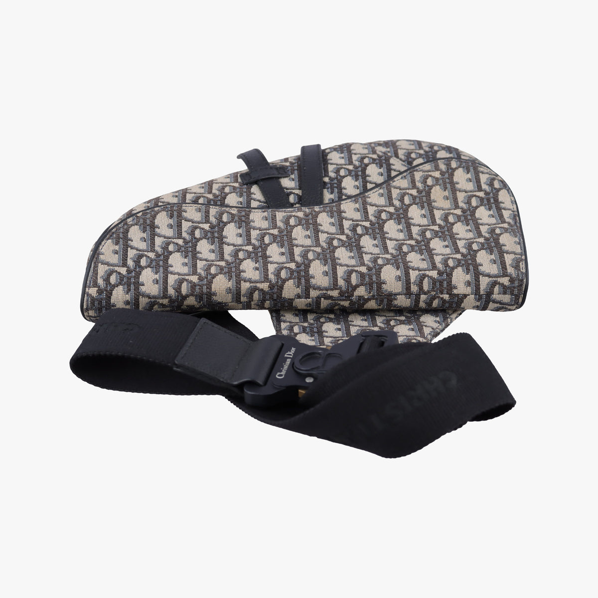 Pre-owned Christian Dior saddle Navy Jacquard×Leather  crossbodybag | stylenewstar