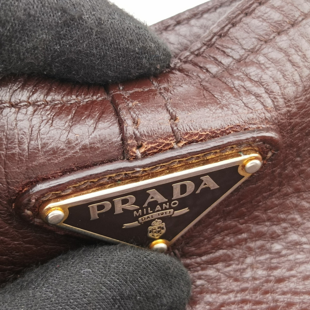 Pre-owned Prada Signature Tote Brown Leather  handbag | stylenewstar