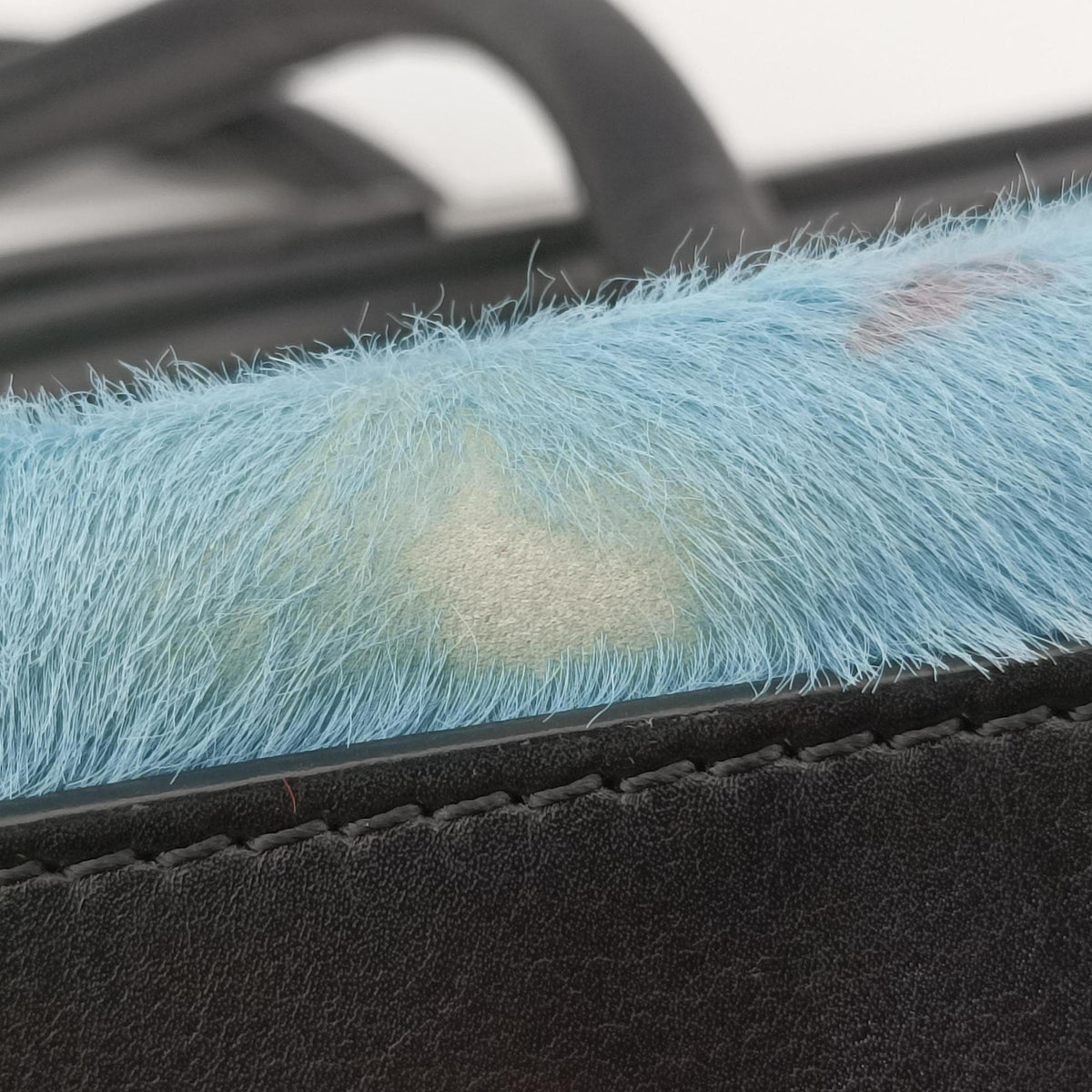 Vintage Celine Luggage Mini Shopper Black×Blue×Red Leather×Ponyhair  handbag | stylenewstar