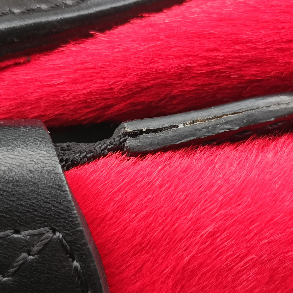Vintage Celine Luggage Mini Shopper Black×Blue×Red Leather×Ponyhair  handbag | stylenewstar