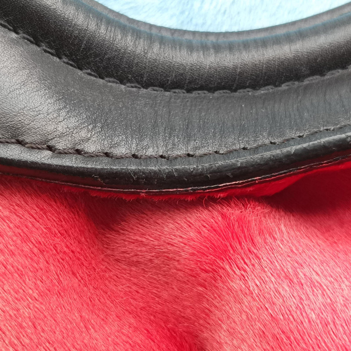 Vintage Celine Luggage Mini Shopper Black×Blue×Red Leather×Ponyhair  handbag | stylenewstar
