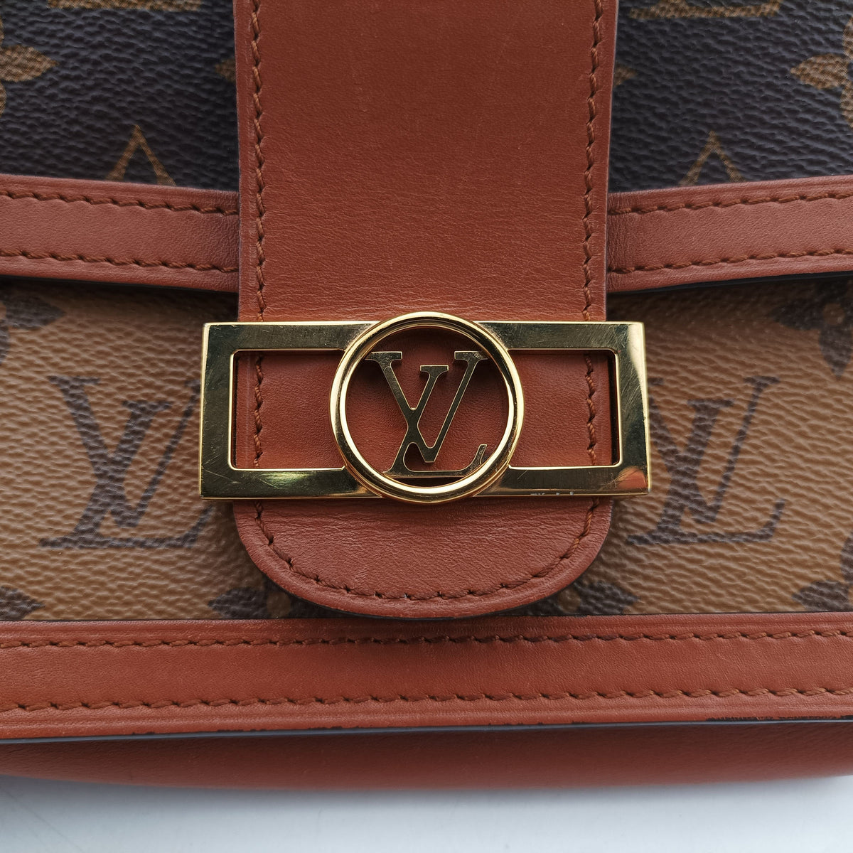 Pre-owned Louis Vuitton DAUPHINE brown monogram reverse M44586 bum bag/waist bag | stylenewstar
