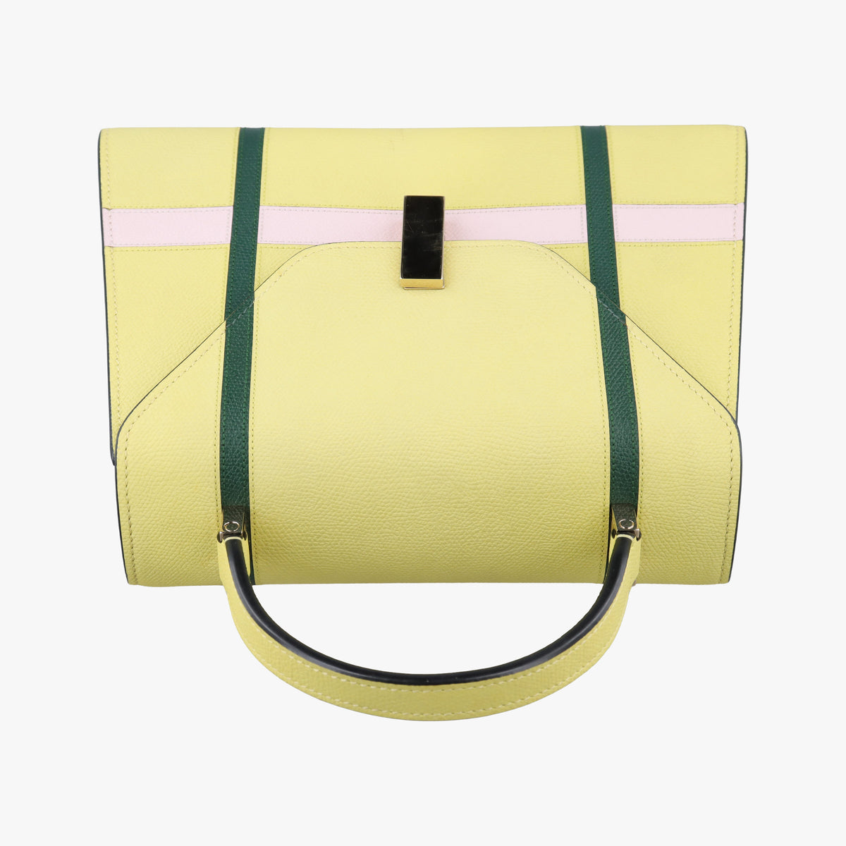 Pre-owned Valextra Iside Yellow×Green×Pink Leather  shoulderbag | stylenewstar