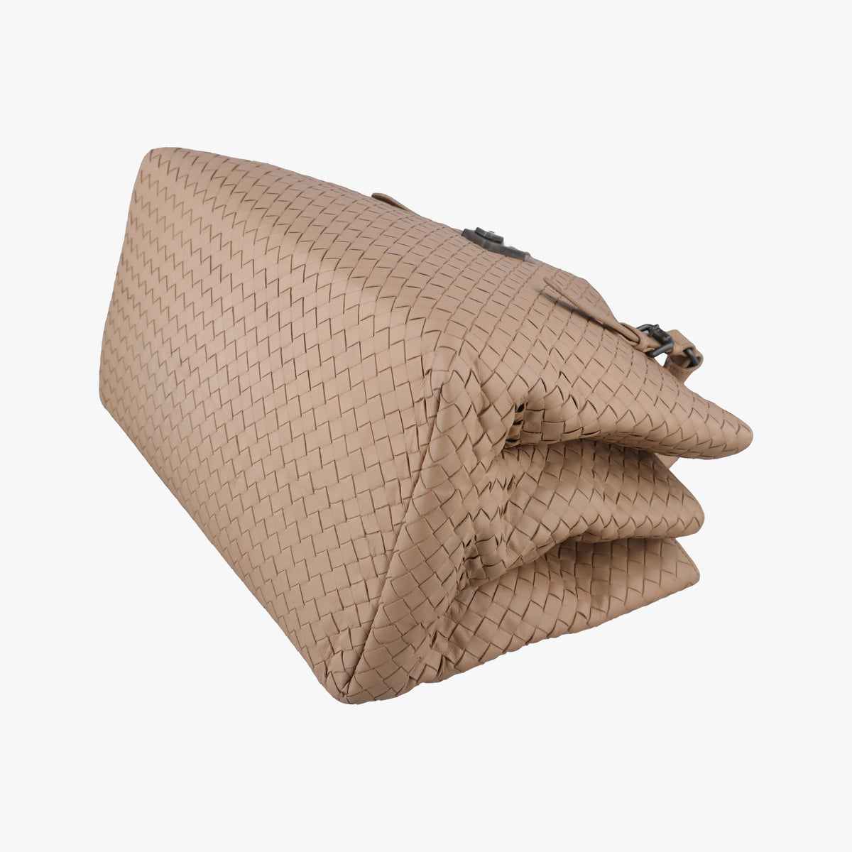 Pre-owned Bottega Veneta Roma Intrecciato Camel lambskin  shoulderbag | stylenewstar