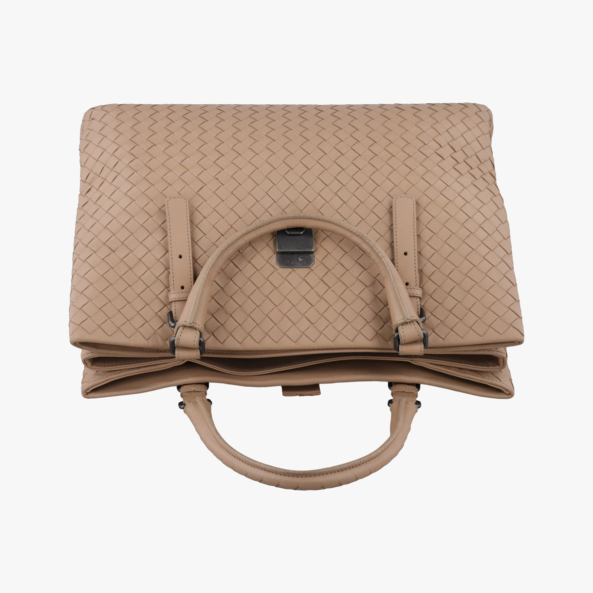 Pre-owned Bottega Veneta Roma Intrecciato Camel lambskin  shoulderbag | stylenewstar