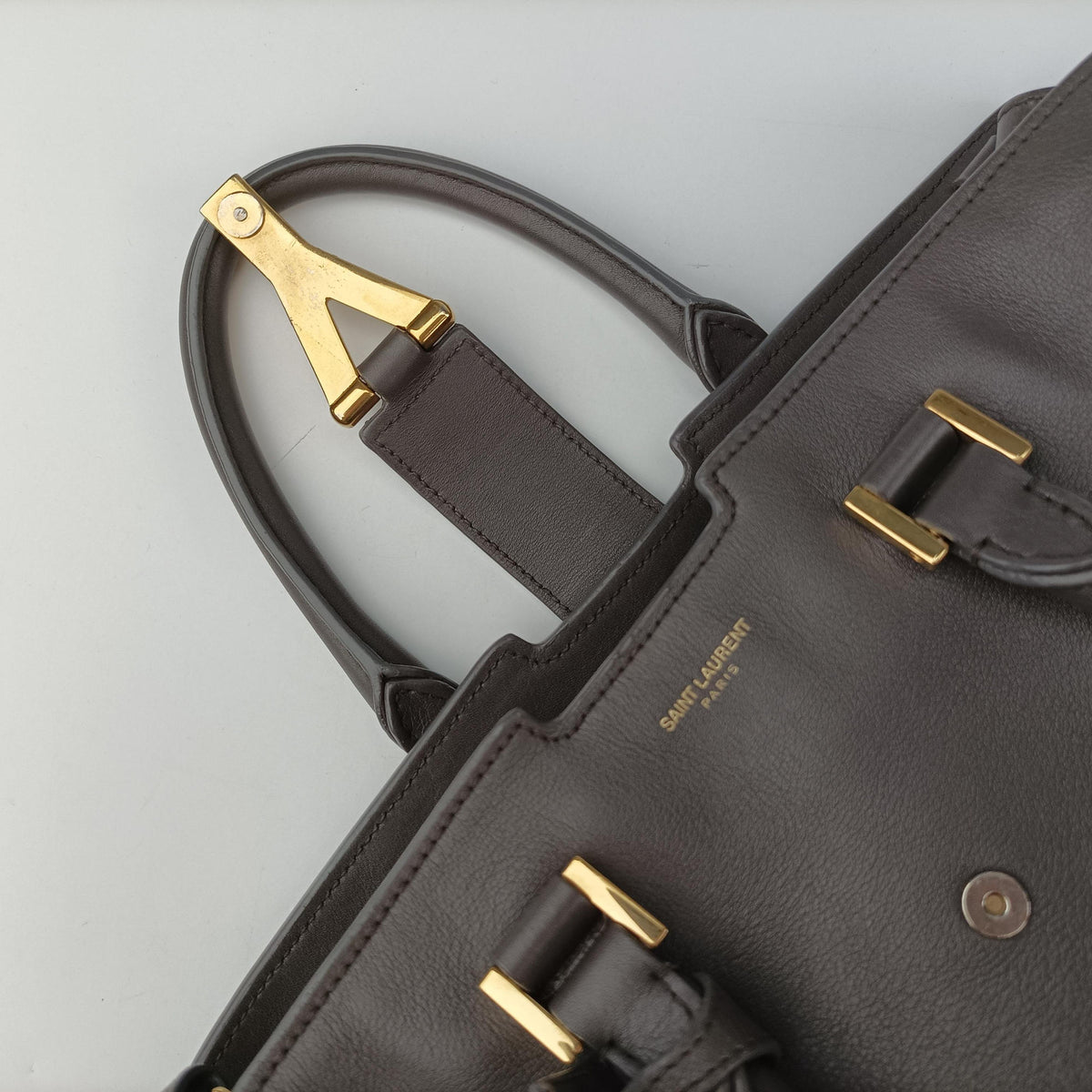 Secondhand Yves Saint Laurent Y Ligne Petit Cabas Grey Leather 311210 shoulderbag | stylenewstar