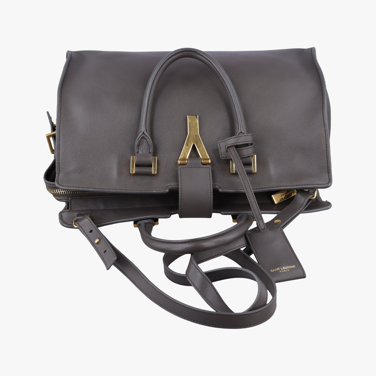 Secondhand Yves Saint Laurent Y Ligne Petit Cabas Grey Leather 311210 shoulderbag | stylenewstar