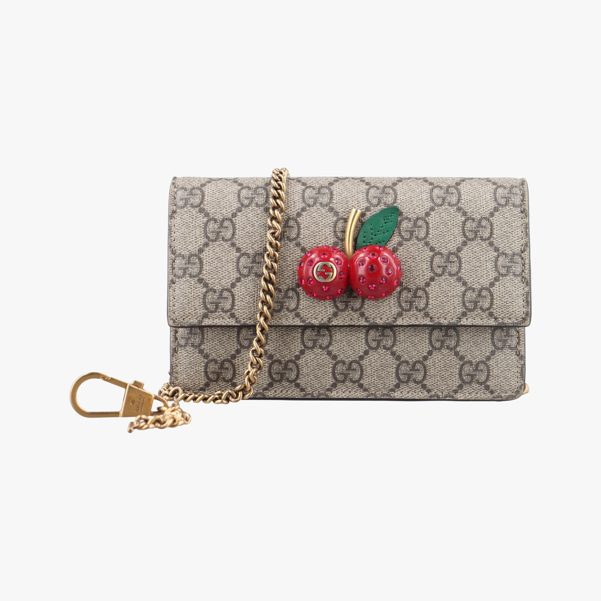 Pre-owned Gucci GG Supreme Cherry Brown×Red PVC coated canvas×Leather 481291 shoulderbag | stylenewstar