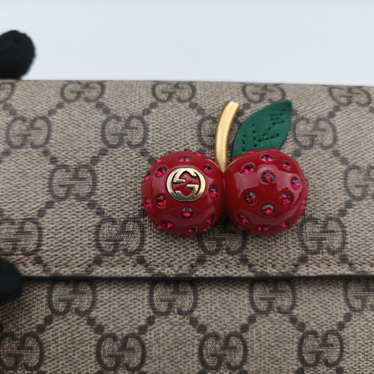 Pre-owned Gucci GG Supreme Cherry Brown×Red PVC coated canvas×Leather 481291 shoulderbag | stylenewstar