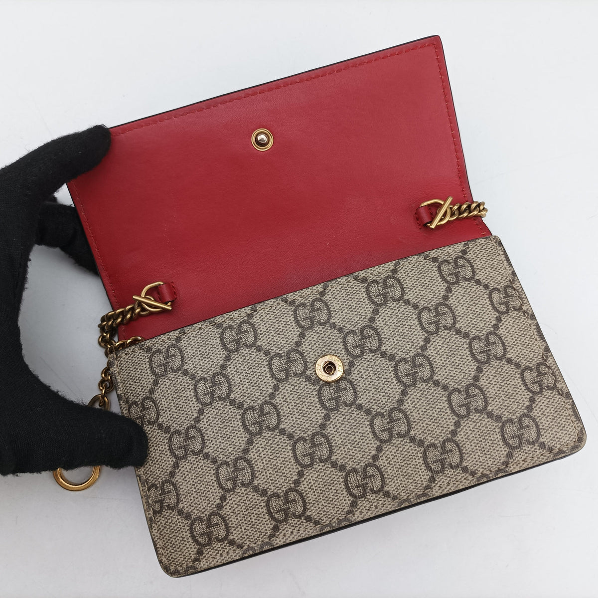 Pre-owned Gucci GG Supreme Cherry Brown×Red PVC coated canvas×Leather 481291 shoulderbag | stylenewstar