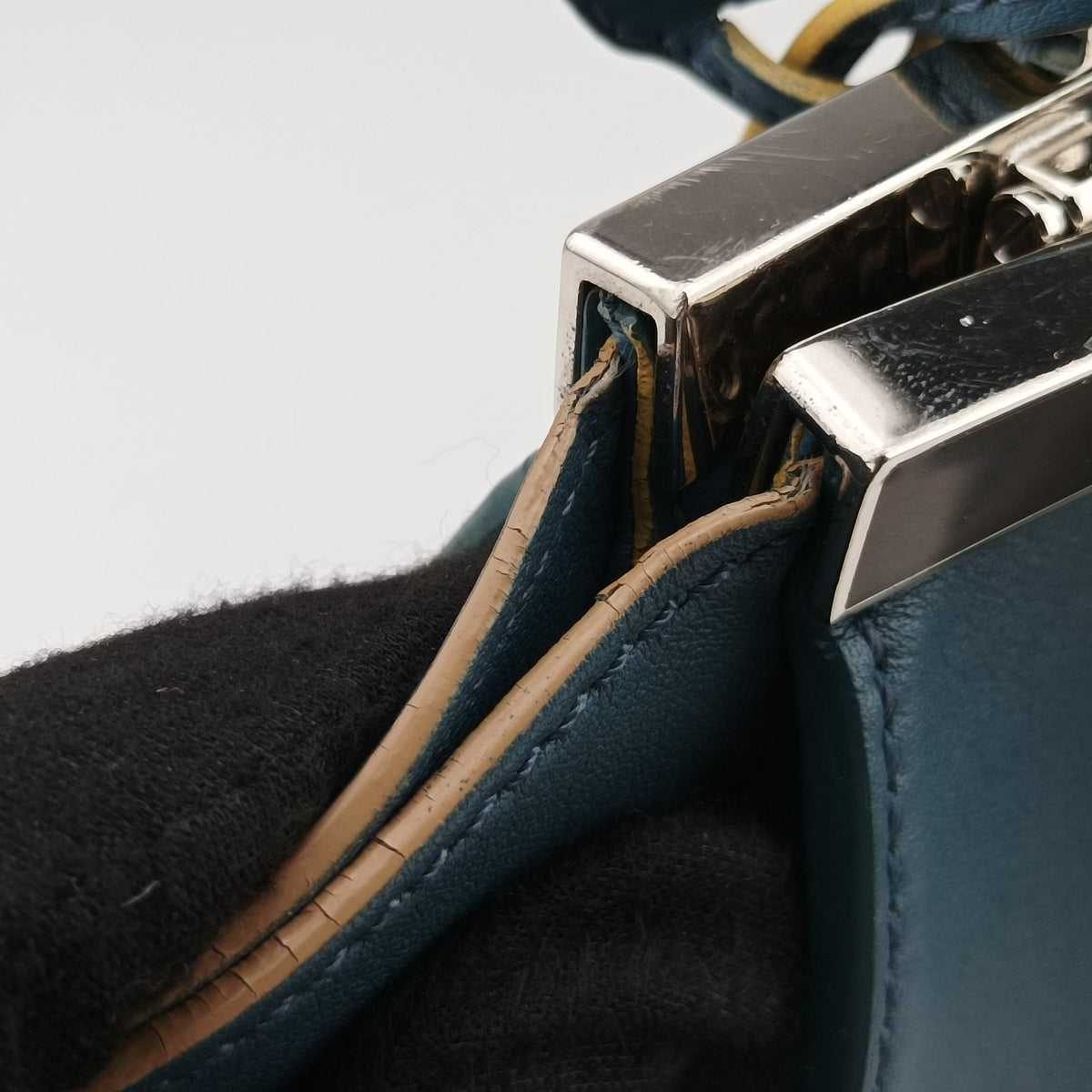 Secondhand Fendi Trois Jours Blue Leather 8BH279 handbag | stylenewstar