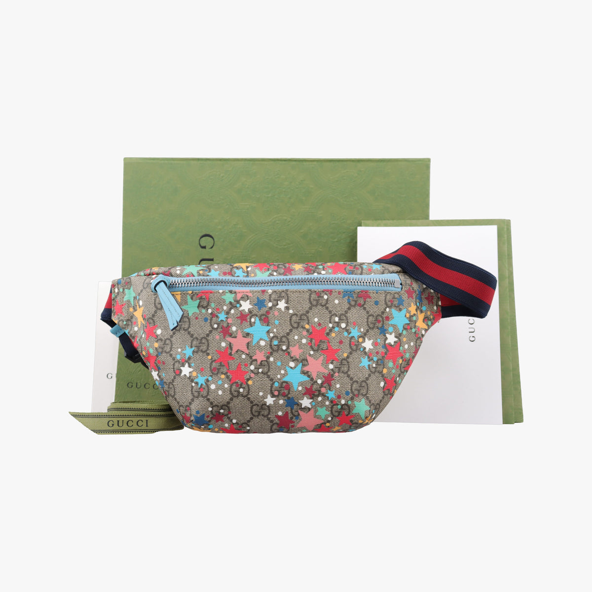 Pre-owned Gucci Kids Line Children's Star beige×multi PVC coated canvas 502095 bum bag/waist bag | stylenewstar