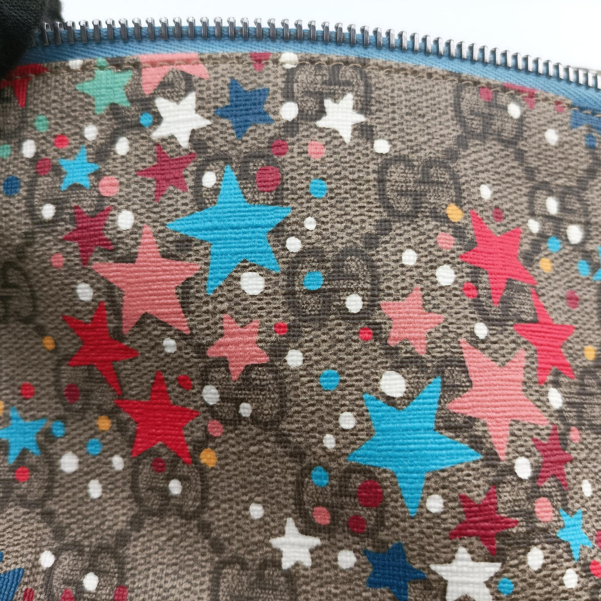 Pre-owned Gucci Kids Line Children's Star beige×multi PVC coated canvas 502095 bum bag/waist bag | stylenewstar