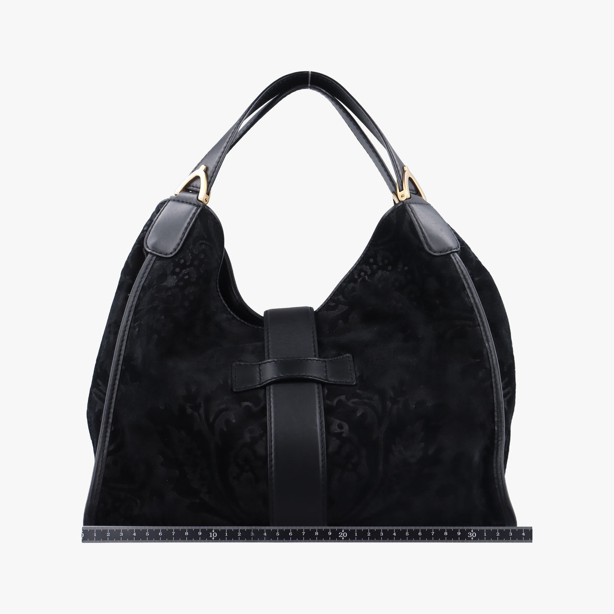 Pre-owned Gucci Soft Stirrup Black Suede 296856 handbag | stylenewstar