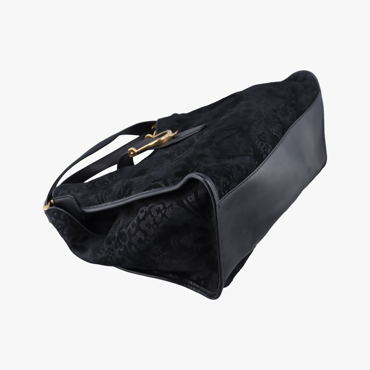 Pre-owned Gucci Soft Stirrup Black Suede 296856 handbag | stylenewstar