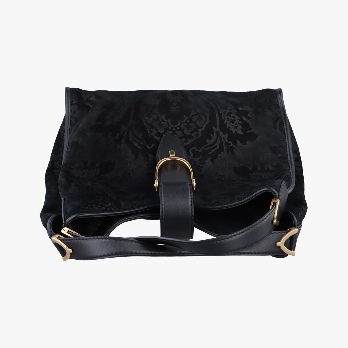 Pre-owned Gucci Soft Stirrup Black Suede 296856 handbag | stylenewstar