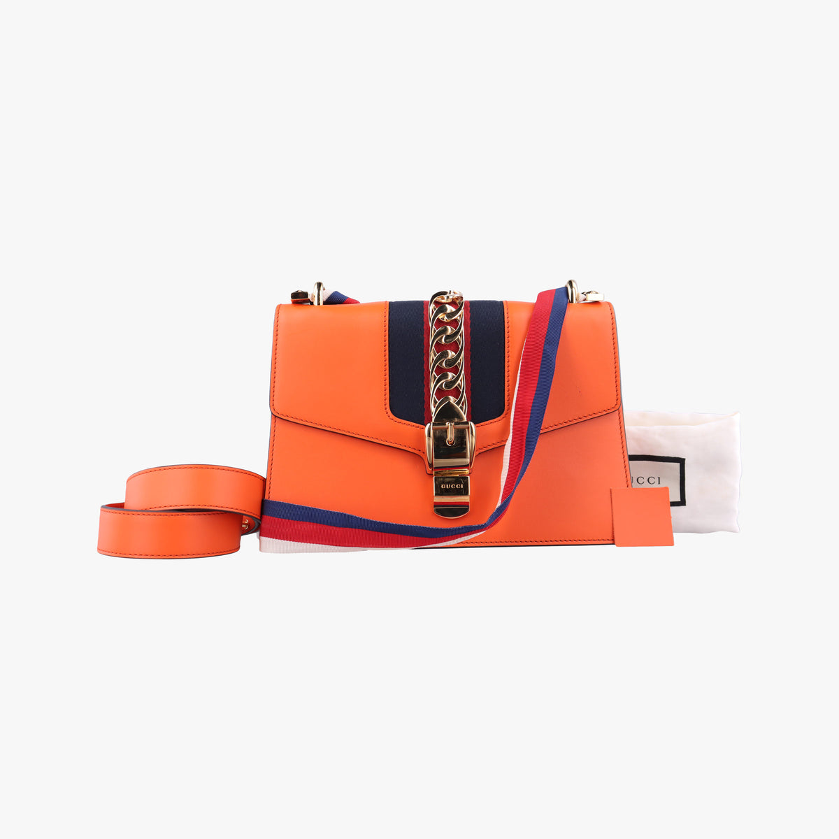 Secondhand Gucci Sylvie Orange Leather 421882 shoulderbag | stylenewstar