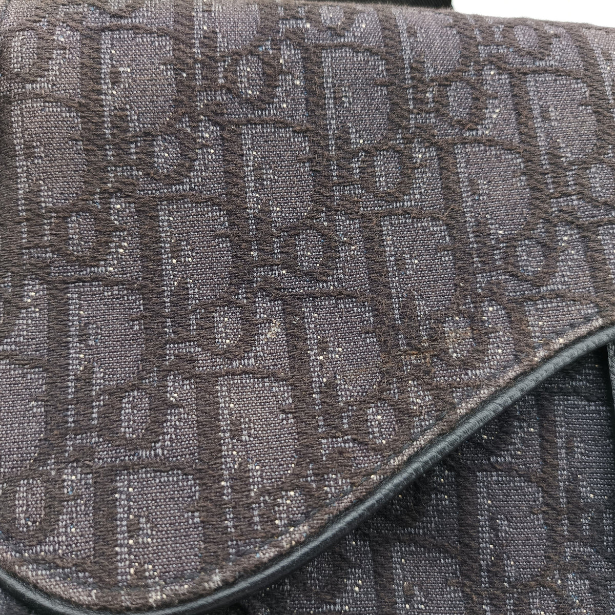 Pre-owned Christian Dior Saddle Black Jacquard×Leather 1ADPO093YKY bum bag/waist bag | stylenewstar
